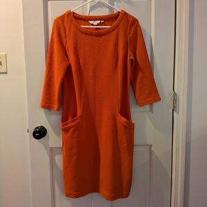 Boden Vibrant Red Orange Jasmine Ottoman Dress